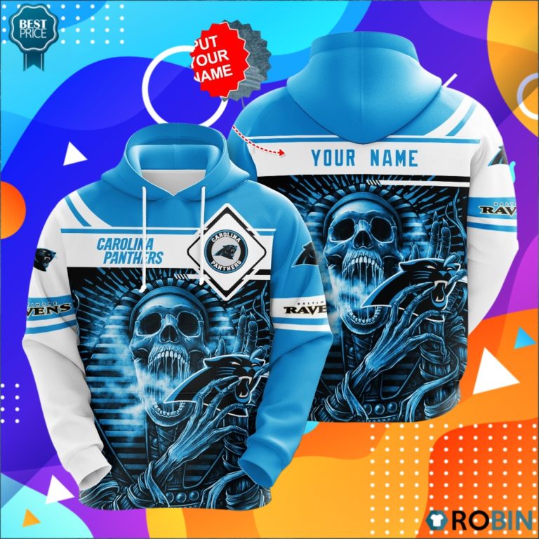 Personalized Carolina Panthers Skull 3D Print Hoodie