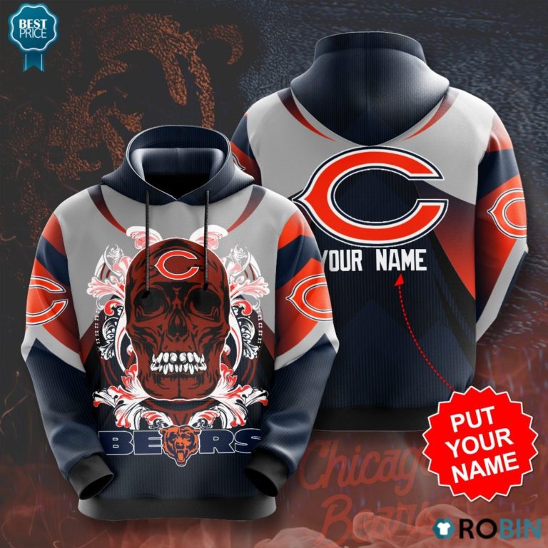 Personalized Chicago Bears Skull 3D Print Hoodie
