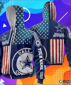 Personalized Dallas Cowboys American Flag All Over Printed Hoodie and Zip Up