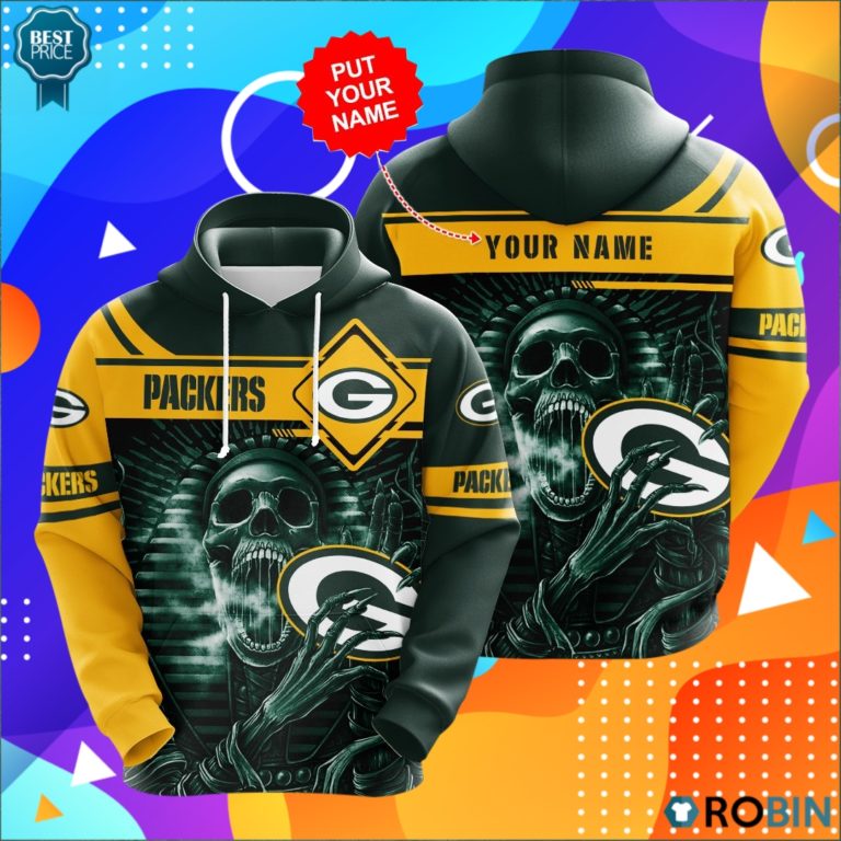 Personalized Green Bay Packers Skull 3D Print Hoodie