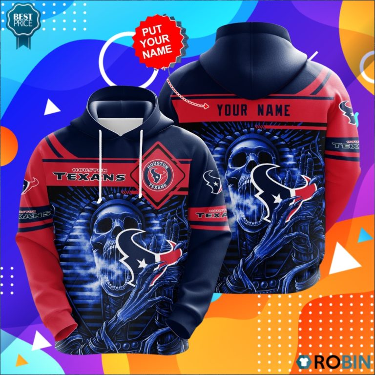 Personalized Houston Texans Skull 3D Print Hoodie
