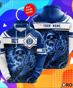 Personalized Indianapolis Colts Skull 3D Print Hoodie