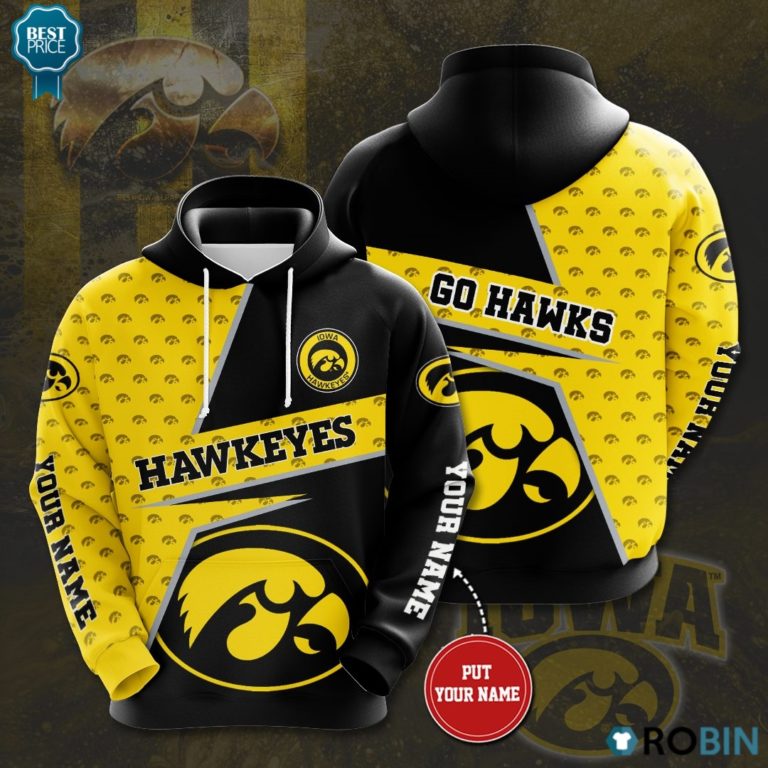 Personalized Iowa Hawkeyes Go Hawks 3D Print Hoodie