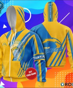 Personalized Los Angeles Chargers High Voltage All Over Printed Hoodie and Zip Up