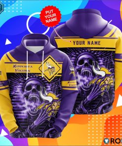 Personalized Minnesota Vikings Skull 3D Print Hoodie