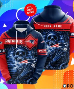 Personalized New England Patriots Skull 3D Print Hoodie