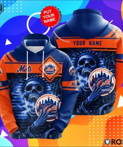 Personalized New York Mets Skull 3D Print Hoodie