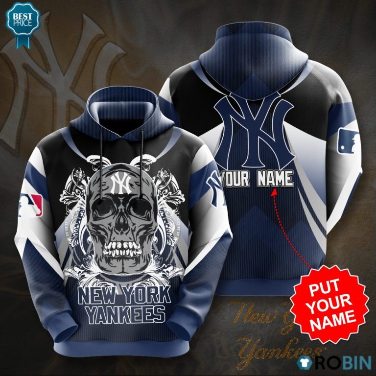 Personalized New York Yankees Team Skull 3D Print Hoodie