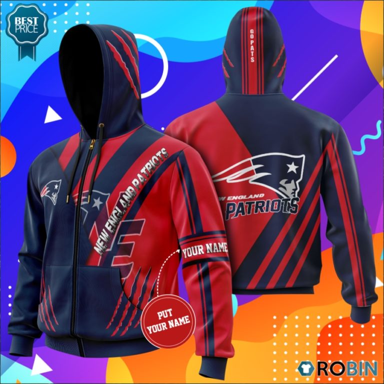 Personalized Nfl New England Patriots Go Pats All Over Printed Hoodie and Zip Up