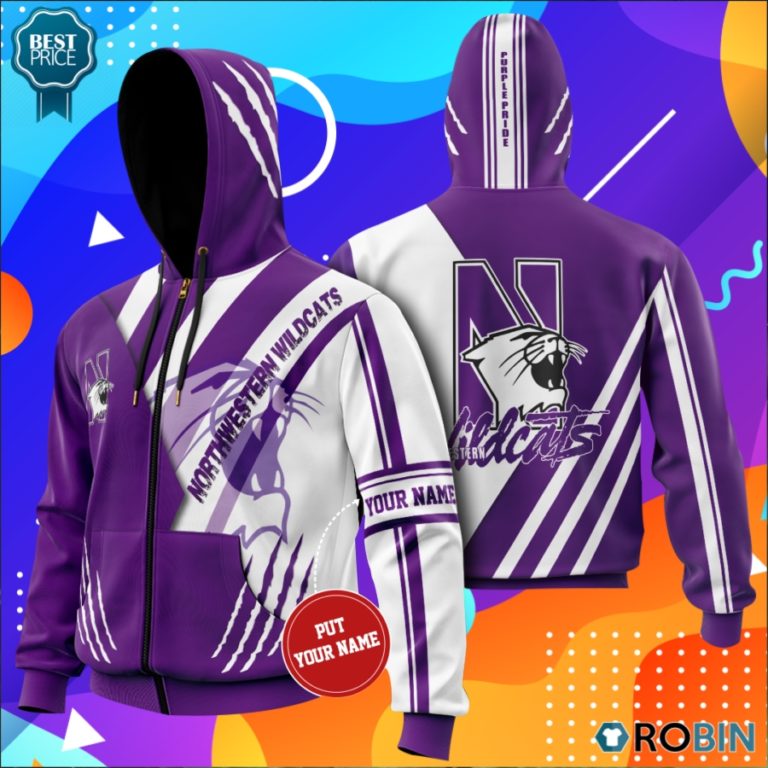 Personalized Northwestern Wildcats Purple Pride All Over Printed Hoodie and Zip Up
