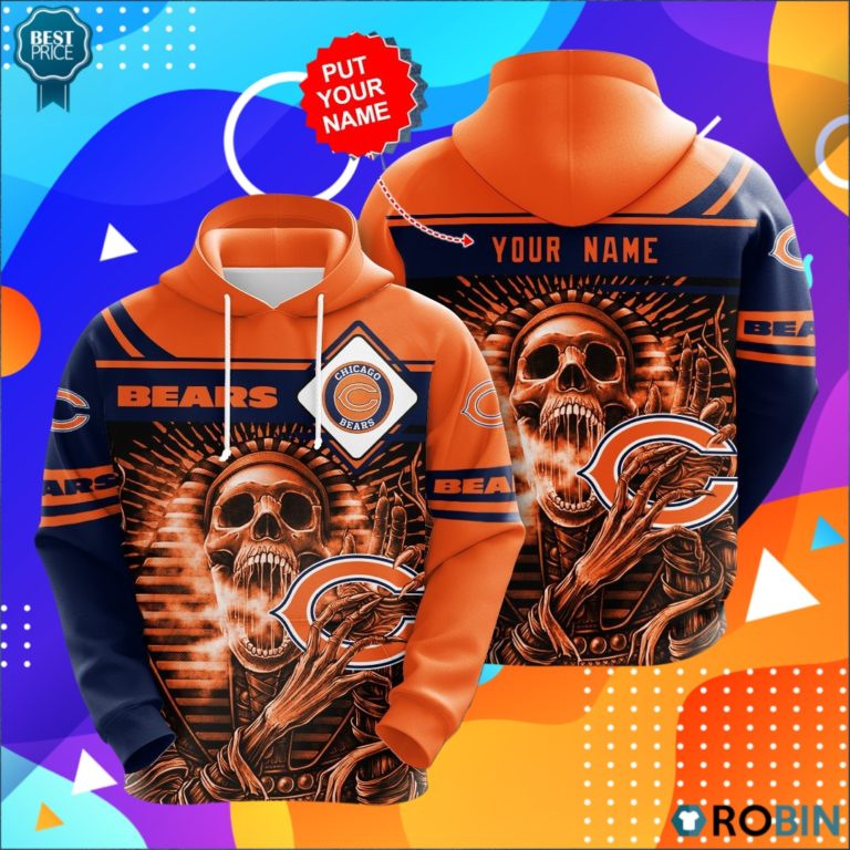 Personalized Persnalized Chicago Bears Skull 3D Print Hoodie