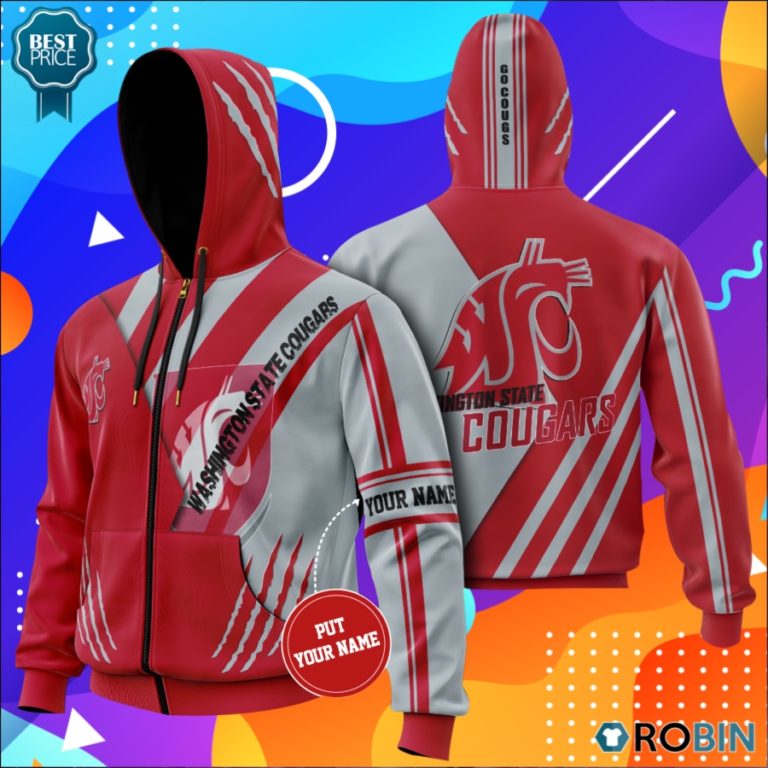 Personalized Washington State Cougars Go Cougars All Over Printed Hoodie and Zip Up