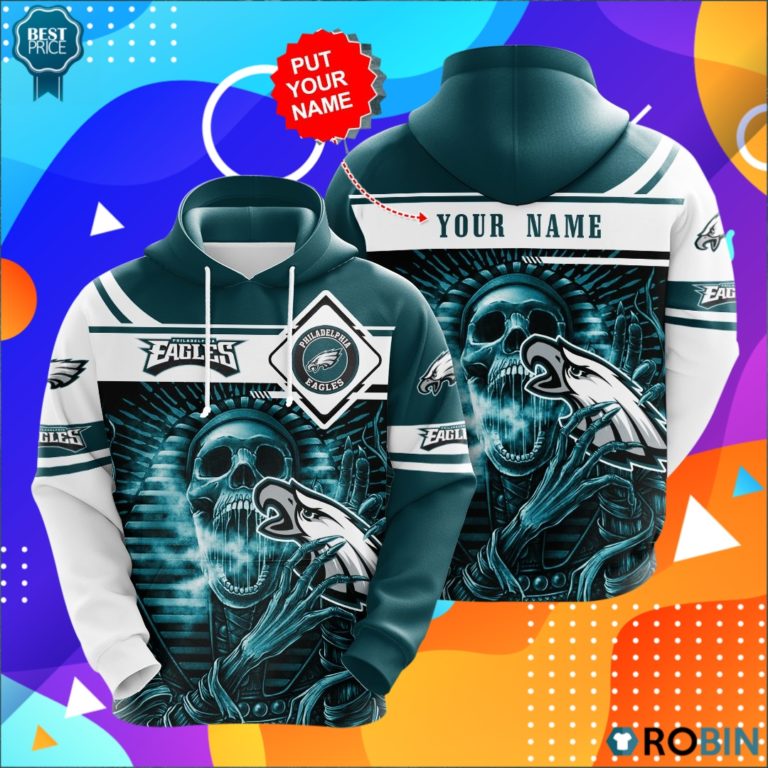 Philadelphia Eagles Skull 3D Print Hoodie