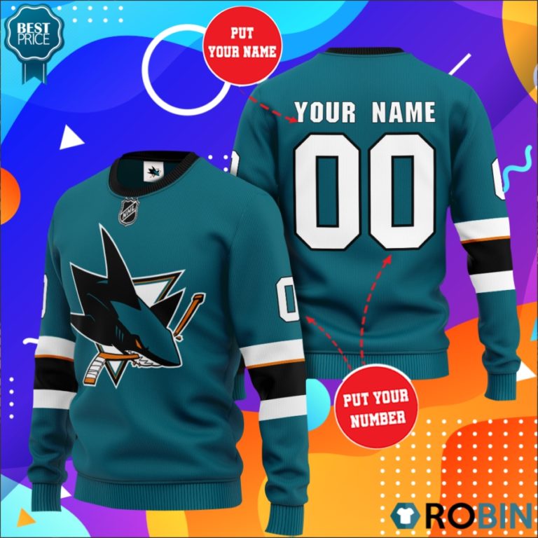San Jose Sharks Personalized All Over Print Sweater