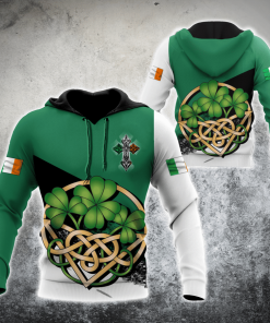 St.patrick Irish Shamrock Celtic Knot 4 Leaf Clover Good Luck 3d Hoodie, T-shirt