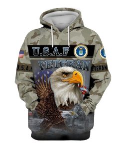 US Air Force Veteran Bald Eagle Camouflage 3d Hoodie, T-shirt