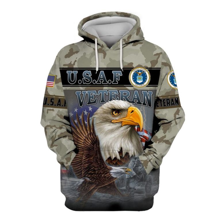 US Air Force Veteran Bald Eagle Camouflage 3d Hoodie, T-shirt USAF121912