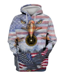 US Army Bald Eagle American FLag 3D Hoodie, T-shirt AM0102