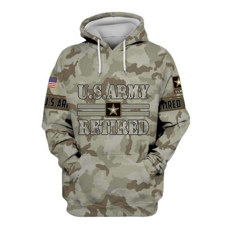 US Army Retired Camouflage 3D Hoodie, T-shirt AM0102