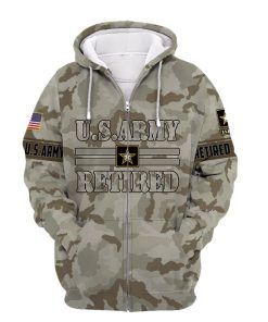 US Army Retired Camouflage 3D Hoodie, T-shirt AM0102
