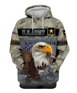 US Army Veteran Bald Eagle Camouflage 3d Hoodie, T-shirt