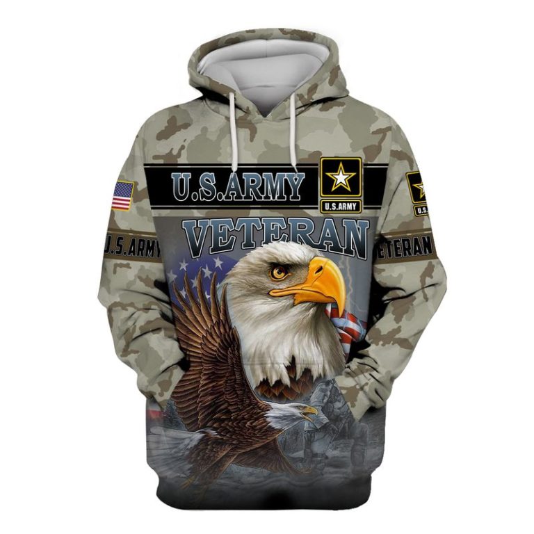 US Army Veteran Bald Eagle Camouflage 3d Hoodie, T-shirt