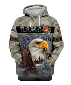 US Marine Corps Veteran Bald Eagle Camouflage 3d Hoodie, T-shirt