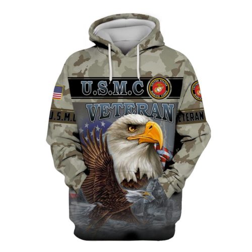 US Marine Corps Veteran Bald Eagle Camouflage 3d Hoodie, T-shirt ...