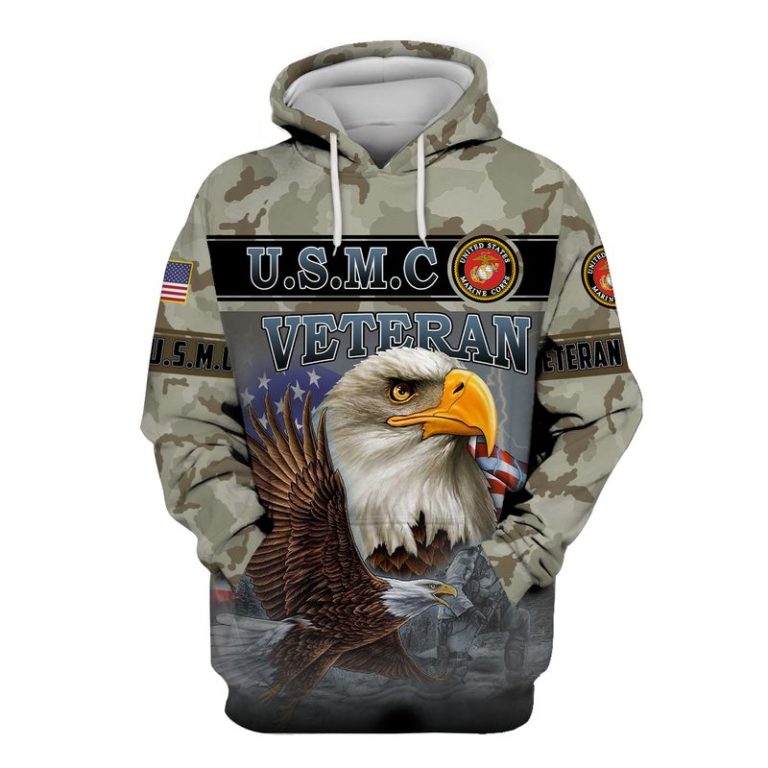 US Marine Corps Veteran Bald Eagle Camouflage 3d Hoodie, T-shirt