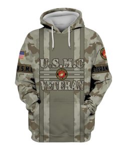 US Marine Corps Veteran Camouflage 3D Hoodie, T-shirt MC0102