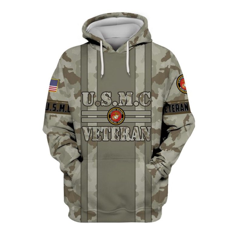 US Marine Corps Veteran Camouflage 3D Hoodie, T-shirt MC0102