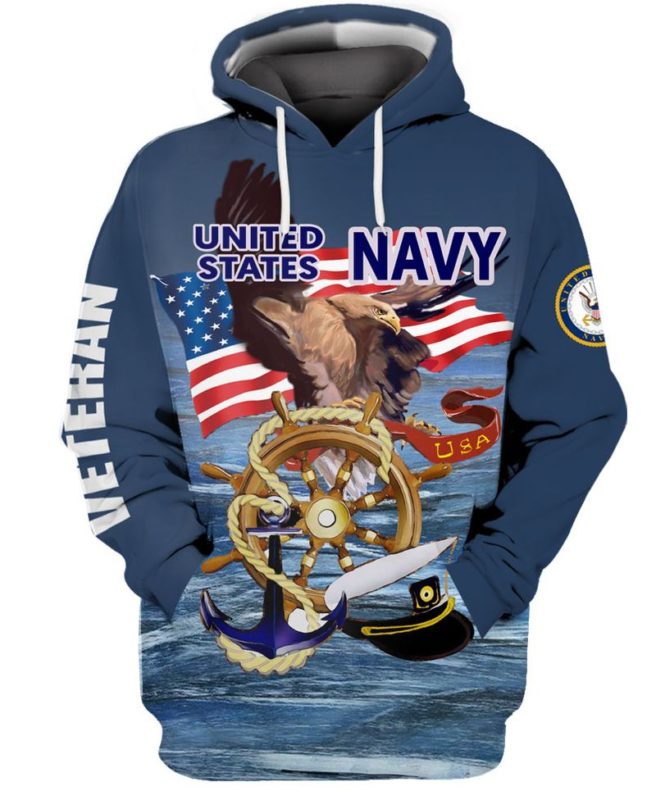 US Navy Veteran Bald Eagle 3D Hoodie, T-shirt USNV31858