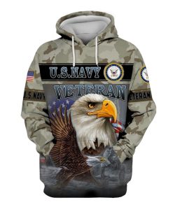 US Navy Veteran Bald Eagle Camouflage 3d Hoodie, T-shirt