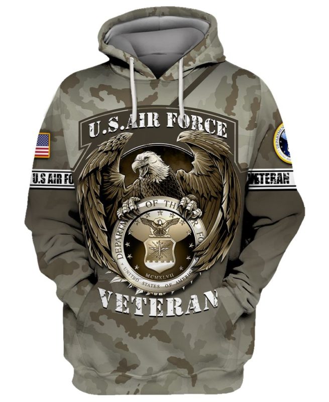 Us Air Force Veteran Bald Eagle Camouflage 3d Hoodie, T-shirt AM3101