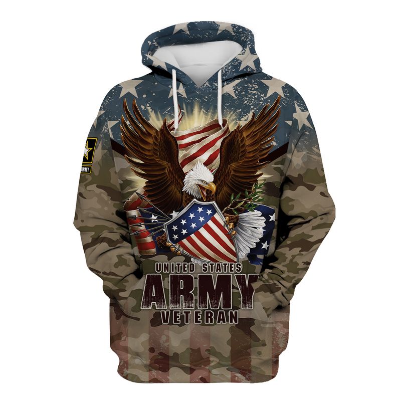 Us Army Veteran Bald Eagle American Flag 3d Hoodie, T-shirt USARM31190384 -  RobinPlaceFabrics