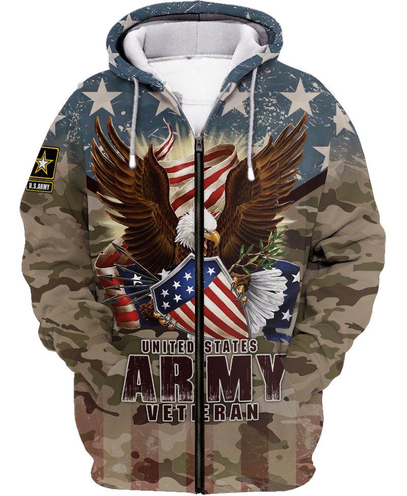 Us Army Veteran Bald Eagle American Flag 3d Hoodie, T-shirt USARM31190384 -  RobinPlaceFabrics