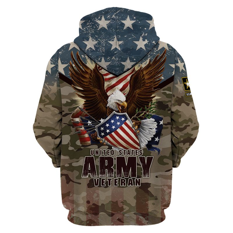 Us Army Veteran Bald Eagle American Flag 3d Hoodie, T-shirt USARM31190384 -  RobinPlaceFabrics