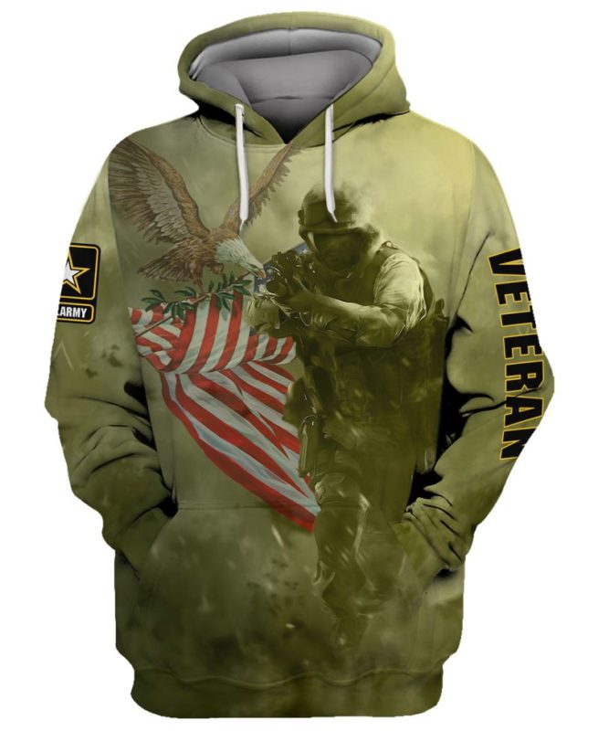 Us Army Veteran Bald Eagle Soldier American Flag 3d Hoodie, T-shirt