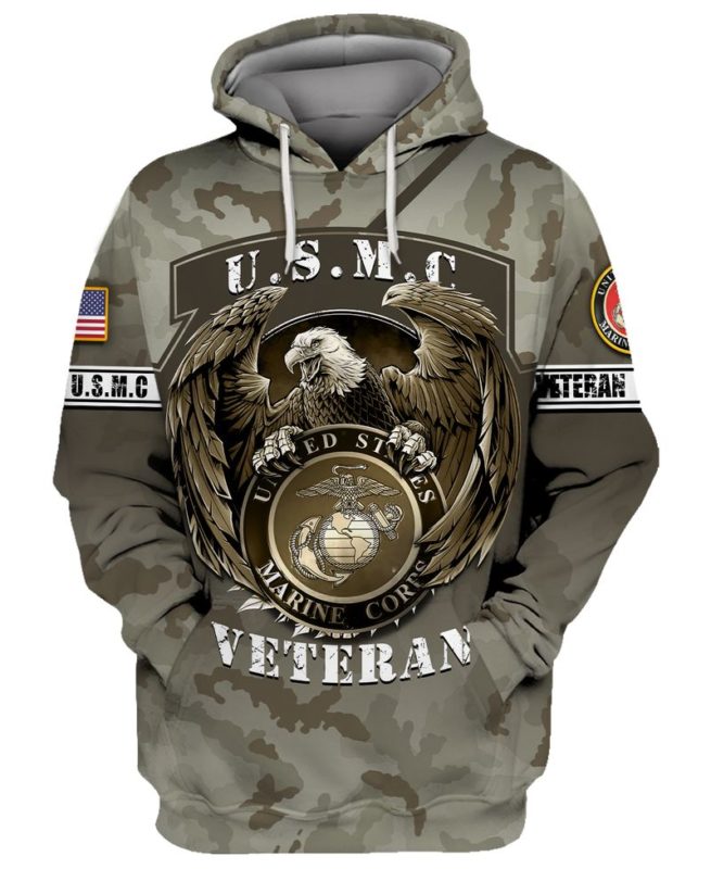 Us Marine Corps Veteran Bald Eagle Camouflage 3d Hoodie, T-shirt AM3101