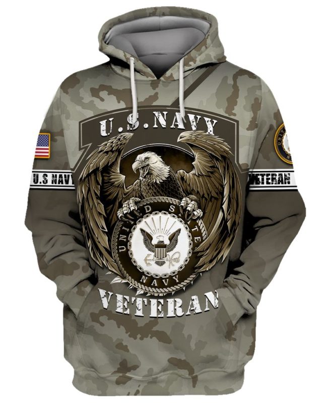 Us Navy Veteran Bald Eagle Camouflage 3d Hoodie, T-shirt AM3101