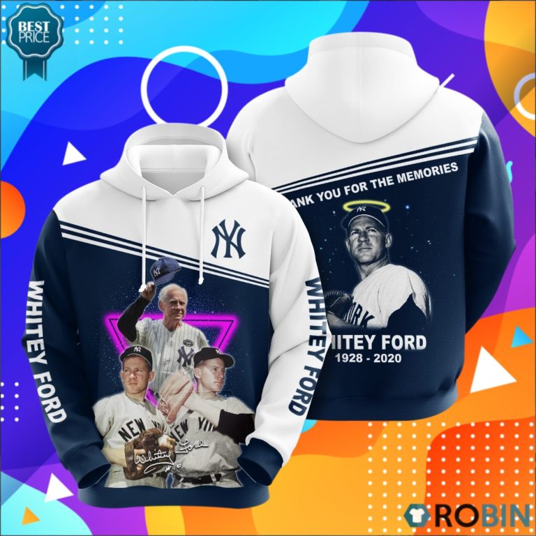 Whitey Ford 1928 2020 New York Yankees Thank You For The Memories 3D Print Hoodie