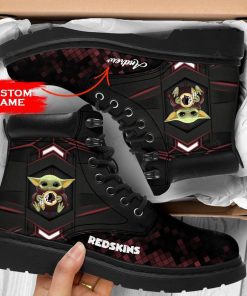 Baby Yoda Hug Washington Redskins Boot, Custom Timblerland Boots Baby Yoda Hug Washington Redskins Boot, Custom Timblerland Boots