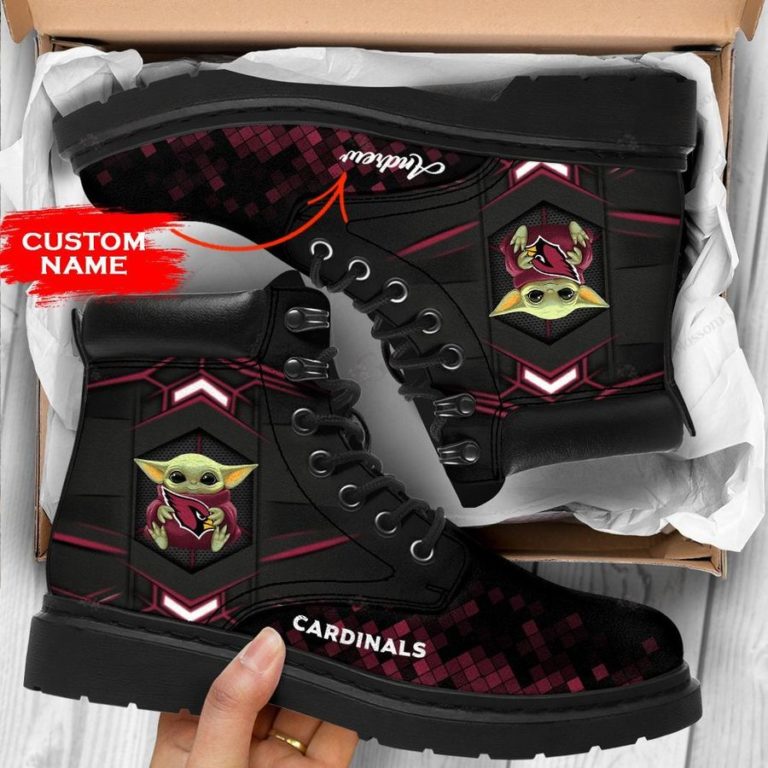 Personalized Baby Yoda Hug Arizona Cardinals Boot, Custom Timblerland Boots