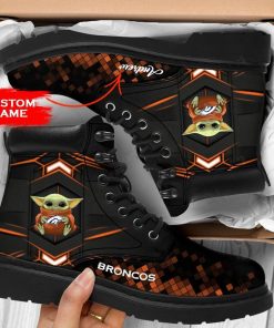Personalized Baby Yoda Hug Denver Broncos Boot, Custom Timblerland Boots