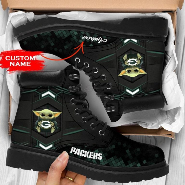 Personalized Baby Yoda Hug Green Bay Packers Boot, Custom Timblerland Boots