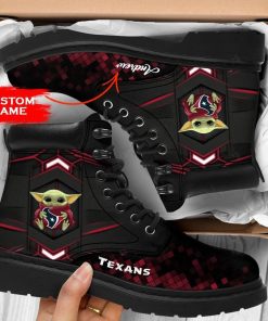 Personalized Baby Yoda Hug Houston Texans Boot, Custom Timblerland Boots Personalized Baby Yoda Hug Houston Texans Boot, Custom Timblerland Boots