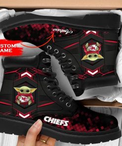 Personalized Baby Yoda Hug Kansas City Chiefs Boot, Custom Timblerland Boots