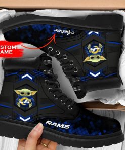 Personalized Baby Yoda Hug Los Angeles Rams Boot, Custom Timblerland Boots