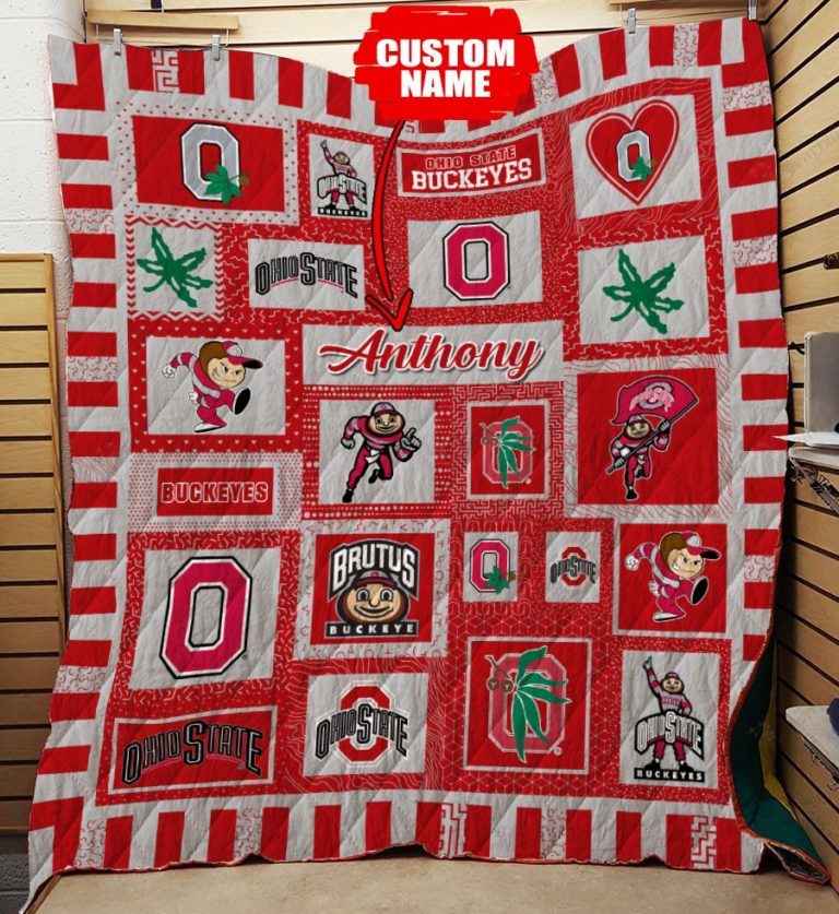 Personalized Ohio State Buckeyes Ncaa Quilt Blanket RobinPlaceFabrics