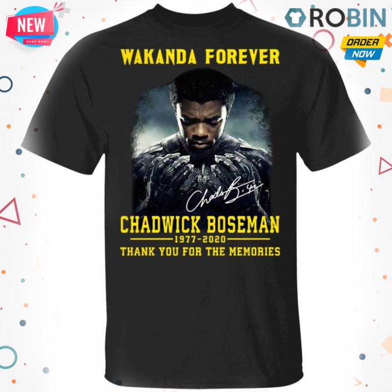 Wakanda Forever Chadwick Boseman 1977 2020 Thank You For The Memories Signature T-shirt – Hoodie – Ls